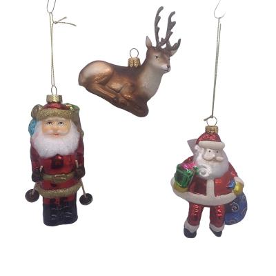 China New Hot Selling Glass Santa Christmas Ornaments Style Custom Fancy Christmas Decoration for sale