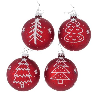 China Outdoor High Quality Glass Christmas Decoration Waterproof 8Cm Glass Baubles Christmas Ball for sale