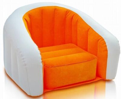 China PVC orange inflatable flocked sofa with logo pringting 65 * 65CM 0.35mm thickness for sale