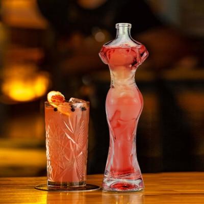 China Silk Screen Printed 160ml Capacity Mini Rum Whisky Gin Glass Bottle for Woman Body Shape for sale