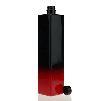 China Liquor Bottle Black Red Painting 750ml Square Glass Juice Bottle Beverage Cork Mini Wine for sale