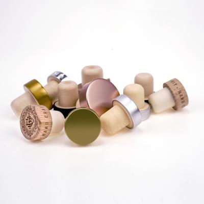 China Aluminum Glass Wooden Wine Stoppers Bottle Corks T-Plug Sealing Cap for sale