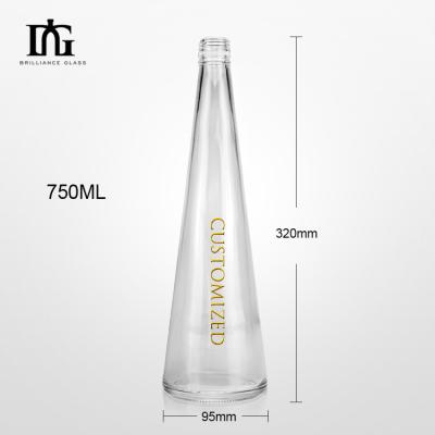 China Gin Tequila Liquor Glass Bottle Screw Cap Taper Crystal Juice Bottles for Beverage for sale