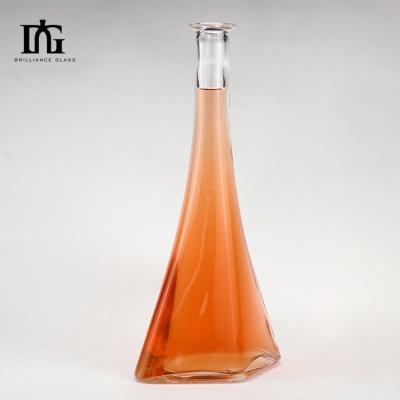 China Cork Screw Both Cap Type Long Neck Glass Bottle for Vodka Brandy Whisky 700ml 750ml 1000ml for sale