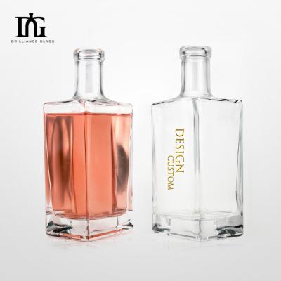 China Accptable OEM/ODM 700ml Square Shape Glass Bottle for Whisky Gin Vodka Spirit Choice for sale