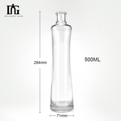 China 500 ml klare Gin-Wodka-Eiswein-Glasflasche mit Korkschraubkappe und Glasgrundmaterial zu verkaufen