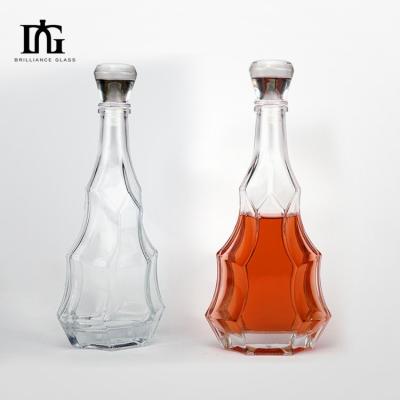 China Collar Material Glass 700ml 500ml 750ml 1000ml Clear Glass Bottle with Glass Stopper for sale