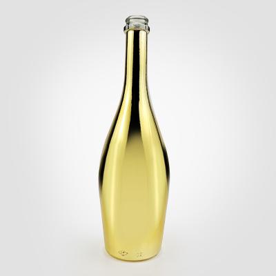 China Mineral Water Bottle with Cork Screw Cap Engraving Gold Juice Super Flint Glass Bottle for sale