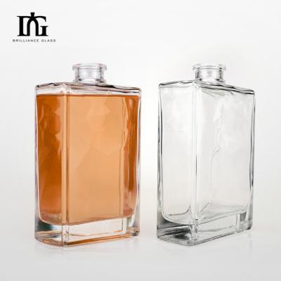 China Glass Bottle 500ml Transparent Beverage Wine Liquor Bottle with Glass Collar Material for sale