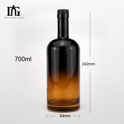 China Collar Material Glass Super Flint Cylinder Rum Glass Bottle with Cork Stopper 700ml for sale