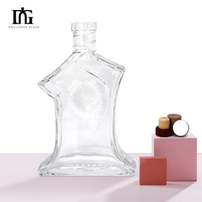 China 500ml Square Bottle Whiskey Gin Vodka Square Glass Bottle for Painting Electroplating for sale