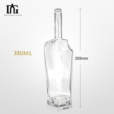 China Collar and Base Material Glass Special Art Design Glass Wine Bottle with Gap 500ml 700ml 750ml for sale