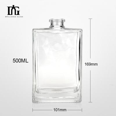 China Glass Collar Square White Spirits Vodka 750ml Liquor 700ml Glass 500ml Gin Liquor Bottles for sale