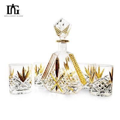 China Crystal Whiskey Decanter Set with 2 Old Fashioned Whisky Glasses for sale