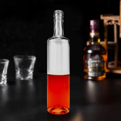 China Empty Clear Round 750ml Glass Bottle for Vodka Liquor Tequila Mezcal for sale