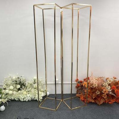 China Wedding Hot Selling Geometric Special Style Stand Metal Cake Stand Gorgeous Set Wedding Metal Centerpieces Tall For Floral Flower Ball for sale