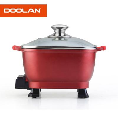 China PFOA Free Indoor Grill 8 Inch Mini Shabu Aluminum Electric Hot Pot Korean Cooking Pot With Non Steam Stick Ceramic Pan for sale