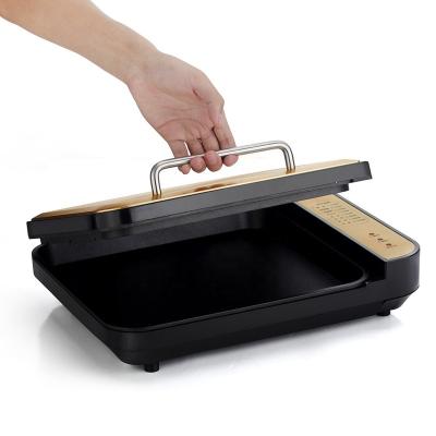 China Hotel Aluminum Non-stick Square Grill Pan Steak Fry Pans Multifunctional Striped Pan for sale