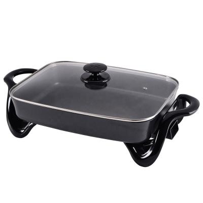 China Hotel hot sale multifunctional square electric grill hot pot with marble non-stick pan for sale