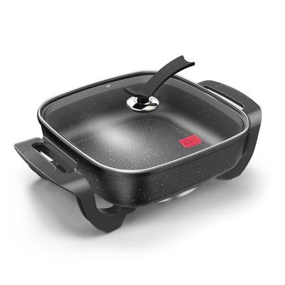 China Hot Selling Amazon Frying Pans Electric Wok Grill Adjustable Temperature Easy Clean Nonstick Pan 6L 12inch Large Capacity for sale