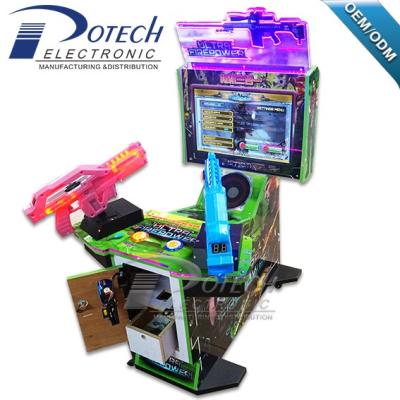 China Metal Games Electronic Indoor Coin Operated Children Play 22 Inch Double Gun Alien Machine Shooting Games for sale