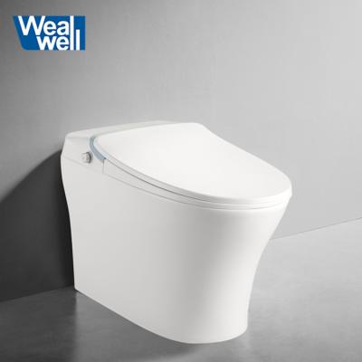 China Wealwell One Touch Automatic Operation Smart Toilet Foot Induction Sanitary Hot Flush Toilet One Piece Modern Ceramic WC Toliet Seat for sale