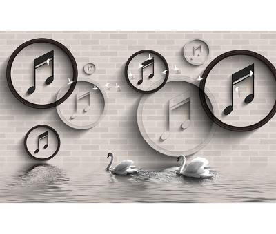 China Modern musical note 3D wallpaper met newest 3d art mural wallpaper 3d wallpaper murals custom for music room for sale