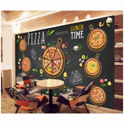 China Hand drawn modern cartoon skin pizza wallpaper delicious wall stickers and sticker wallpaper for sale