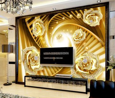 China Country Fashion Wallpaper Diamond Gold Flower Designer Wallpaper Interior Home Wall Mural for sale