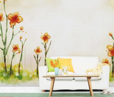 China Modern Garden Style Flower Wallpaper Murals Wall Art TV Background for sale