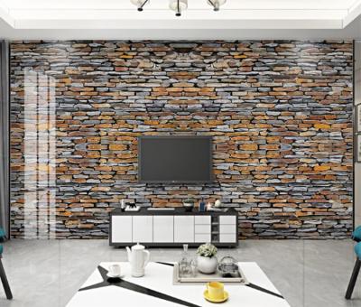 China Stone Geometric Marble Tile Wall Sticker Country Wallpaper 3d Brick Mural Wallpaper for sale