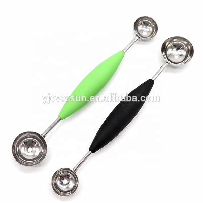 China Sustainable Double End Stainless Steel Melon Baller Scoop Food Scoop Fruit Spoon for sale