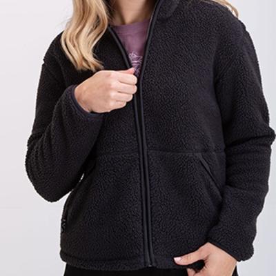 China Manufacture Fashion Autumn Winter Pure Color Polyester High Collar Warm Custom Women's Breathable Fleece Jackets for sale