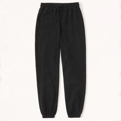 China Custom Made Polyester Causal Women's Breathable Logo Design Plus Size Black Gray Sweatpants Side Pocket Cotton Trousers for sale