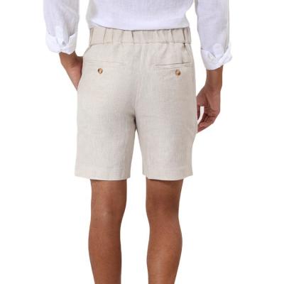 China Beige Classic Clothing Casual Logo Polyester Mens Shorts Custom Made Bermuda Canvas Summer Button Breathable Male Size for sale