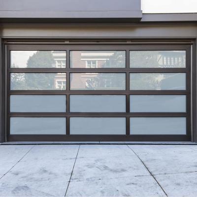 China Aluminum Alloy Modern Automotive Customized Modern Security Automatic Garage Glass Door for sale