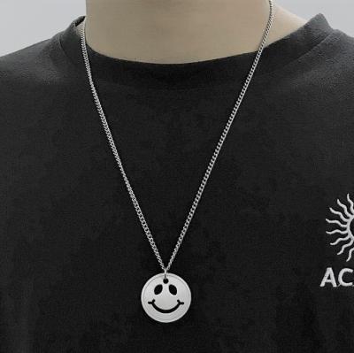 China VAF Smiley Face Pendant Necklace Cadenas De Acero Inoxidable 316L Stainless Steel Non-fading Necklace for sale