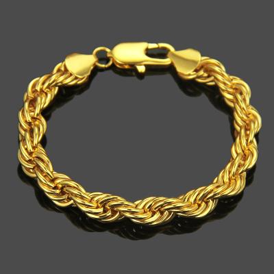 China Classic Vintage VAF 18K Rope Chain Bracelet 316L Stainless Steel Gold Plated Bracelet For Men Women for sale