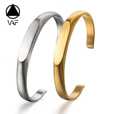 China Vintage VAF Customized Engraved Letter Name Cuff Bangle Bracelet 316L Stainless Steel Bangle For Women Men for sale