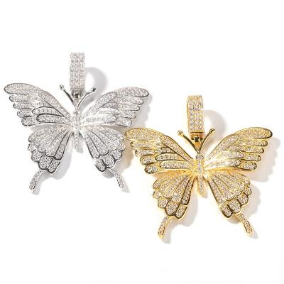 China Cute Gold Filled Butterfly Pendants Iced Out Zircon Charm Micro Inlaid Pendant Jewelry for sale