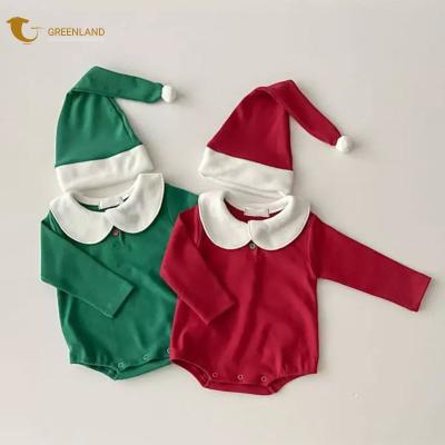 China Cotton 100% 2023 Wholesale Custom Infants Jumpsuit White Christmas Gift Comb Cotton Baby Rompers for sale