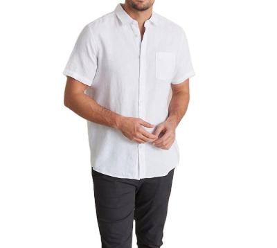 China Summer Mens Anti-pilling Shirts Short Sleeve High Quality Custom Made Cotton Performance Canvas Men's Plain Blouses&Shirts for sale