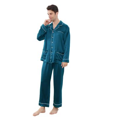 China High Quality Mens Breathable Home Use Satin Silk Robes Custom Button Up Long Sleeve Sleepwear Pajamas Sets For Men for sale