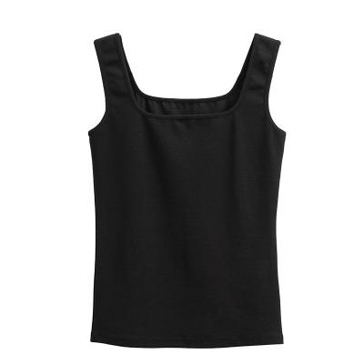 China Cotton Spandex Knitwear Summer Trend Fashion Anti-pilling Simple Square Collar Invest Women's Slim Fit Tank Tops Custom Made for sale