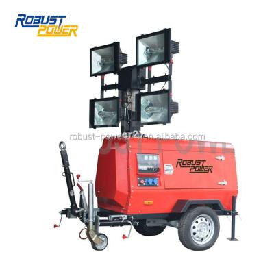 China 1000 Watt Outdoor Light Tower 9M Hydraulic Mast Mobile Light Tower With Generator for sale