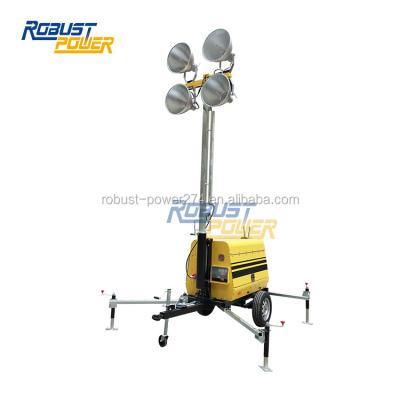 China 4 X 1000W Portable Construction Light Tower with Genset 2.0L/Hr (100 Liters/Tank) for sale