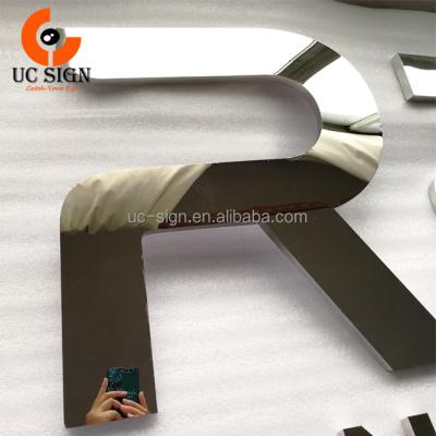 China Retail Store Silver Gold Mirror Stainless Steel Channel Large Mirrored 3D Letters Fabricated Metal Letter Sign for sale