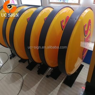 China Adertising Custom Dome Acrylic Led Light Box Thermoforming Surface Vacuum Forming Double Sided Round Illuminated Advertising Sign for sale