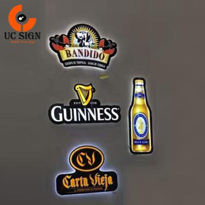 China Custom Buildings Fancy Shaped Ultra Thin Light Up Thin LED Acrylic Signs Advertising Light Boxes For Drinks Beer Bottle Logo for sale