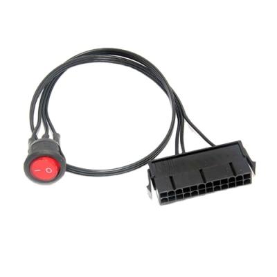 China Server ATX 24 Pin With Light 24 Pin Power Supply Start On Off Switch Cable Connector for sale